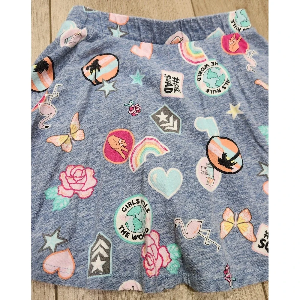 Girls 4T Skort Skirt Bundle Blue Graphic Floral Lace The Childrens Place Cotton